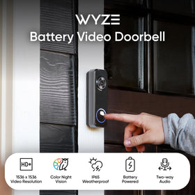Wyze Battery Video Doorbell with color night vision for vivid porch footage in low light.