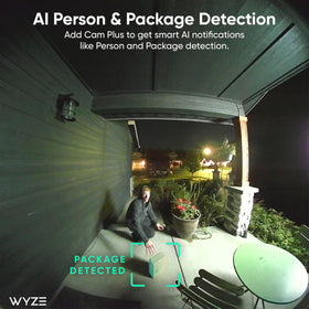 Wyze Battery Video Doorbell with smart notifications and voice deterrence for awareness.