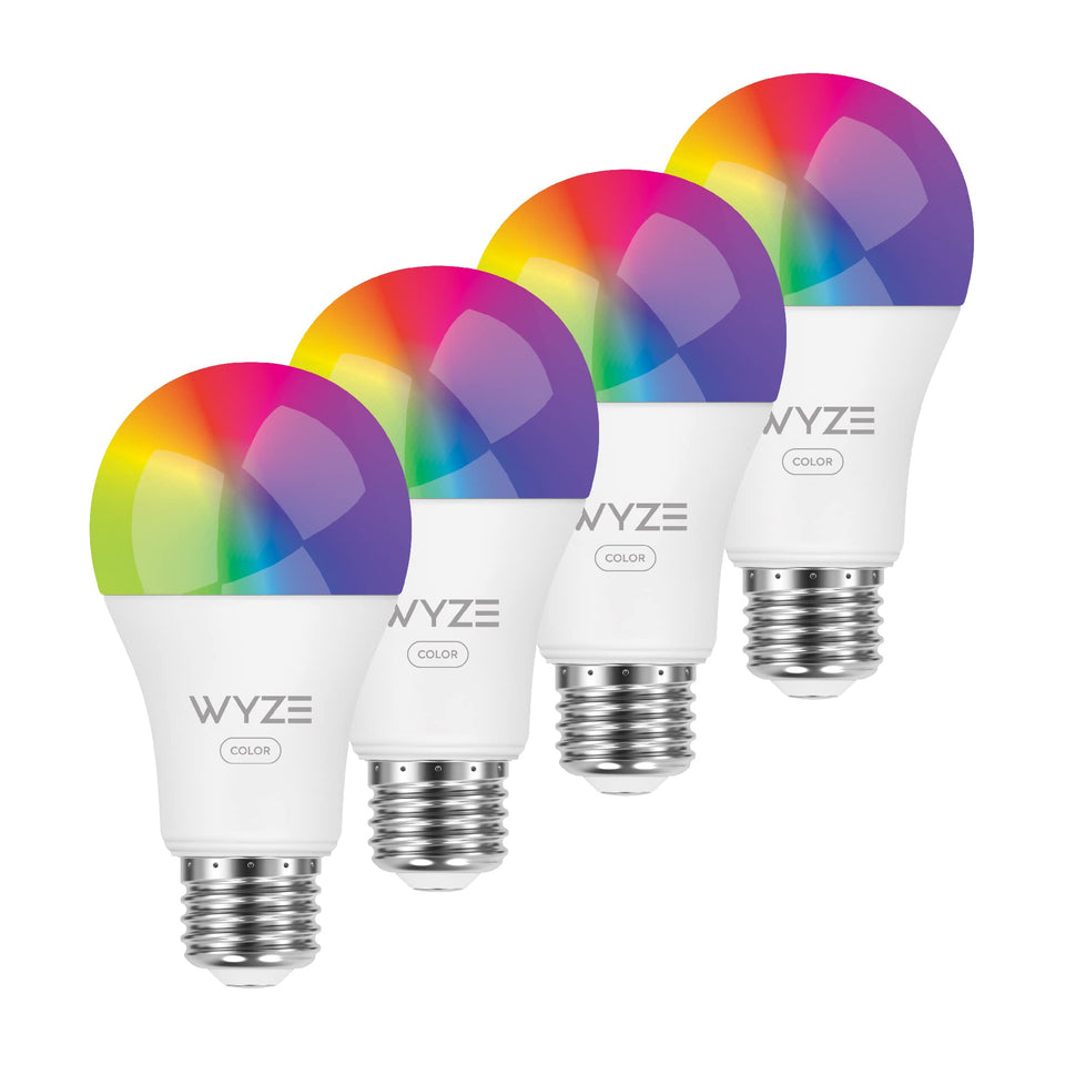 Wyze Bulb Color RGB 4-pack offering vibrant mood lighting in multiple fixtures.