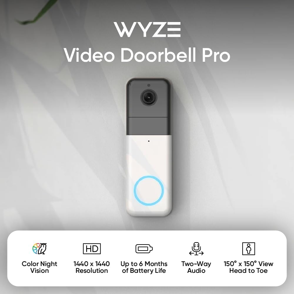 Wyze Doorbell Pro 1:1 head-to-toe view captures visitors and packages clearly.