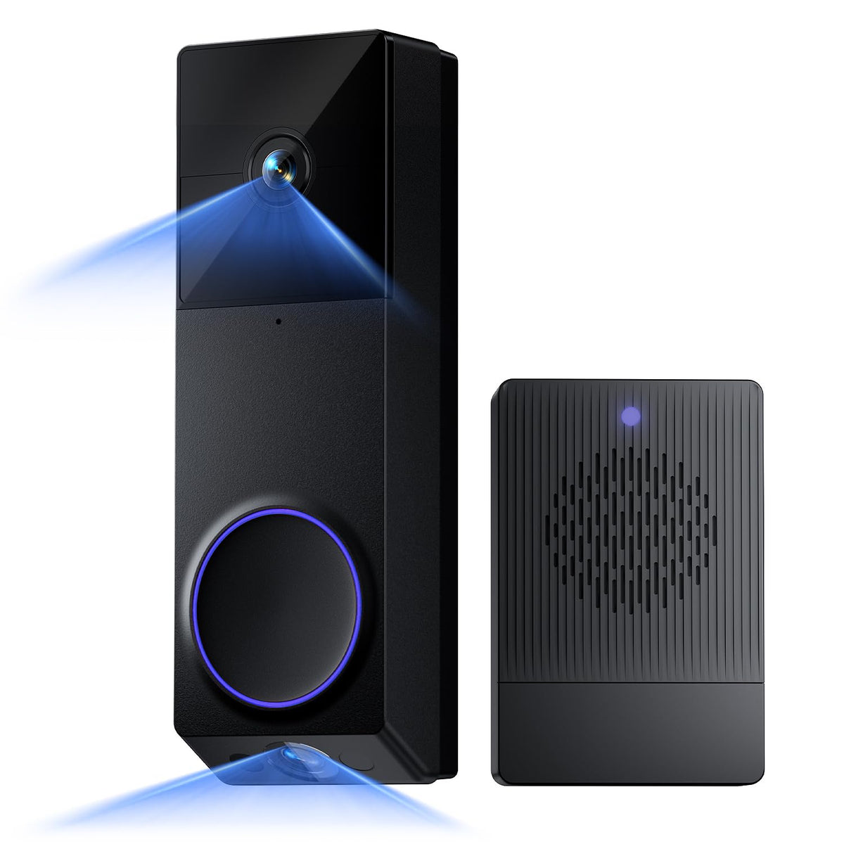 Wyze Duo Cam Door Bell front view shows two cameras for enhanced porch protection