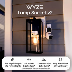 Wyze Lamp Socket v2 powers Wyze Cam v3 for reliable security coverage.