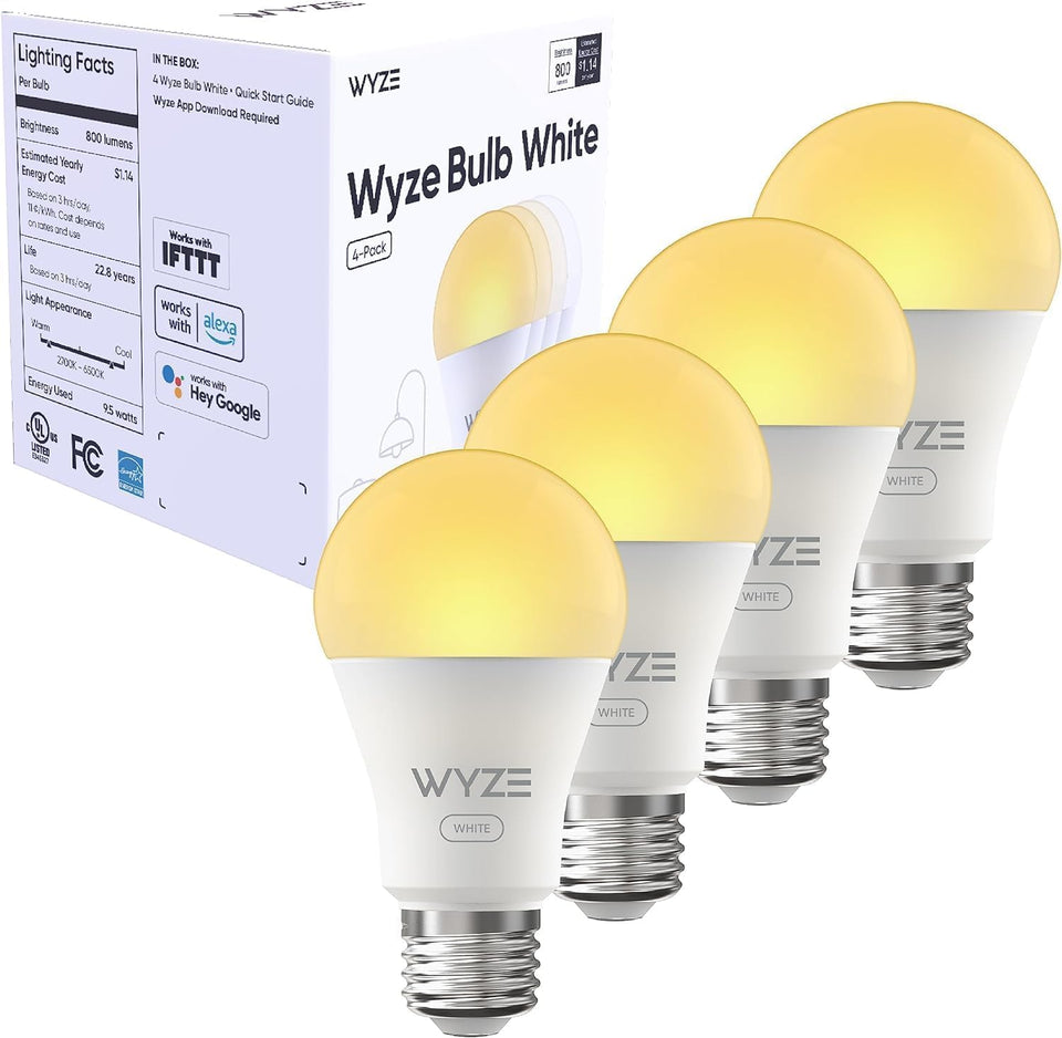 Wyze Lifestyle Bulb White 800lm delivers bright, accurate color for living spaces.