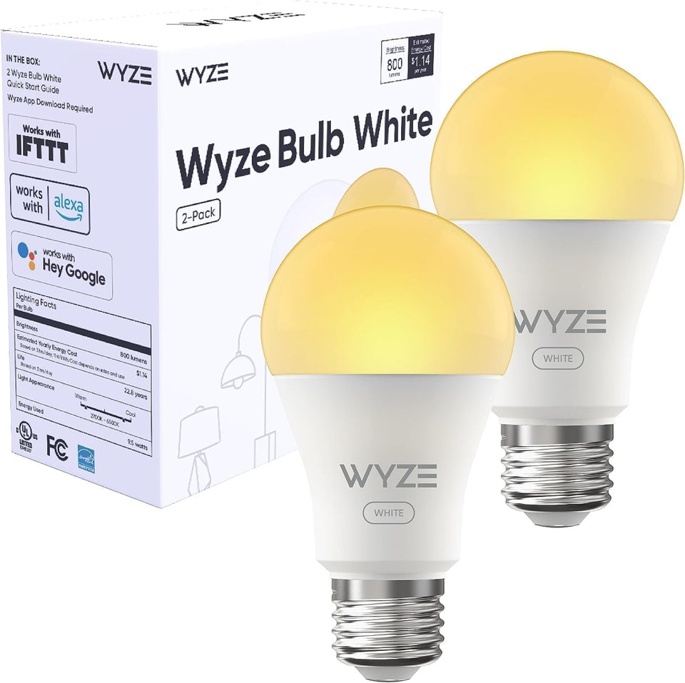 Wyze Lifestyle Bulb White 800lm delivers bright, even light for cozy living spaces.