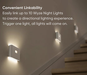 WYZE Linkable Night Lights illuminate entire hallways when connected.