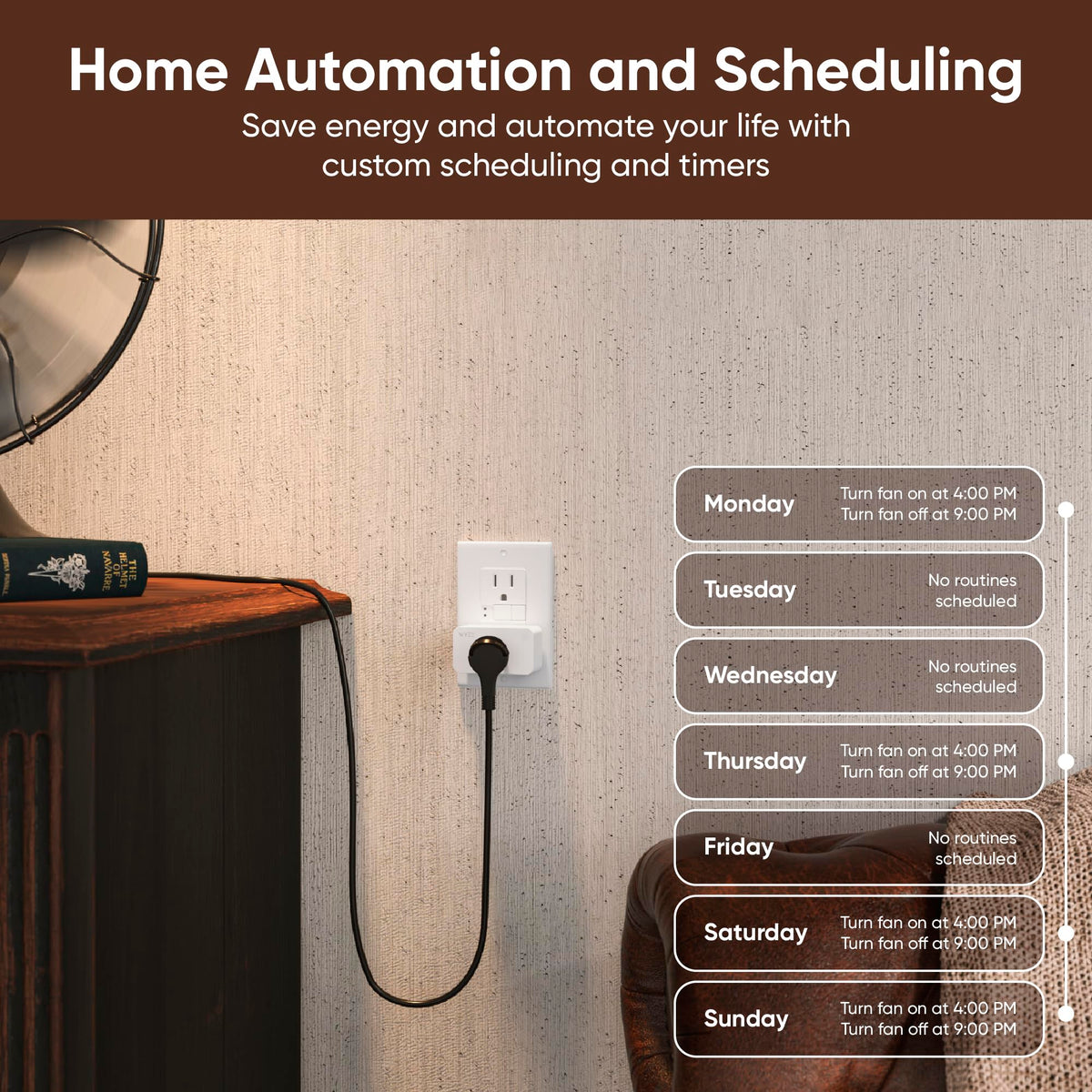 Wyze Plug powering a coffee maker with a morning schedule.