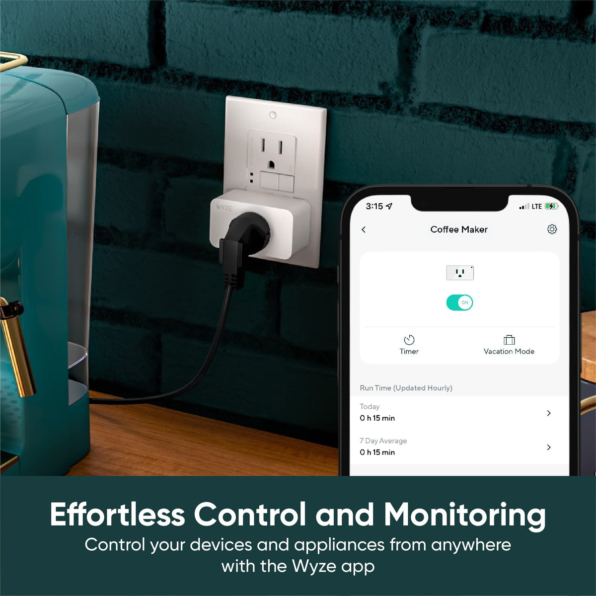 Wyze Plug with remote app control for anytime, anywhere management.