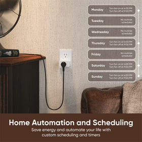 Wyze Plug scheduling to automate outlet power at set times.