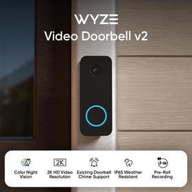 Wyze Video Doorbell v2 with Color Night Vision for brighter nighttime footage