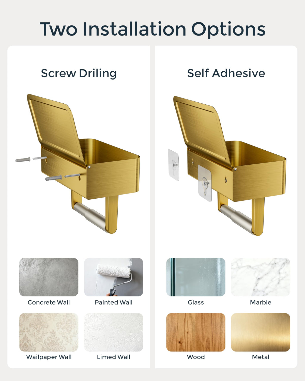 Durable brushed gold finish resists rust in humid bathrooms.