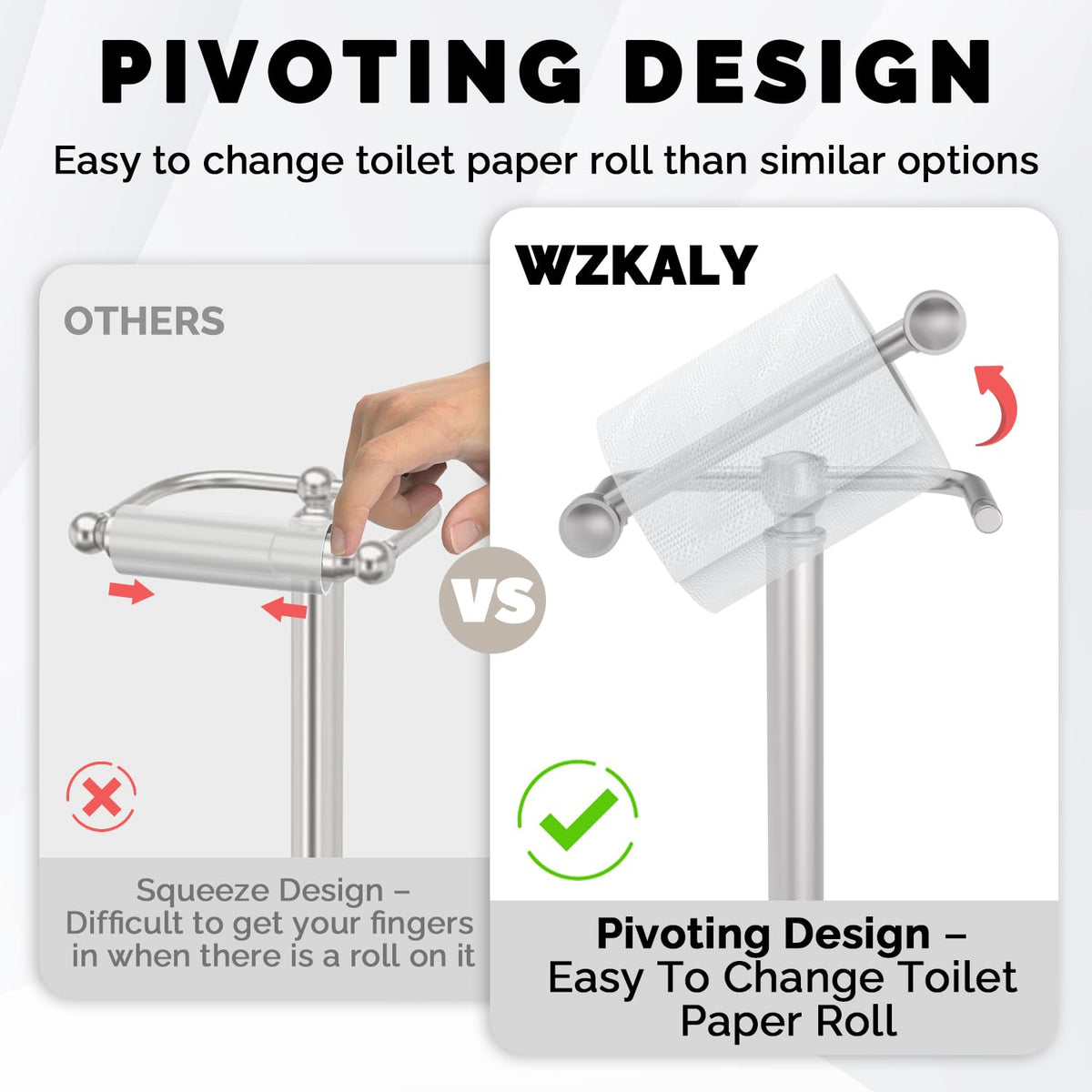 WZKALY post-pivoting arm design enables easy roll replacement without bending.