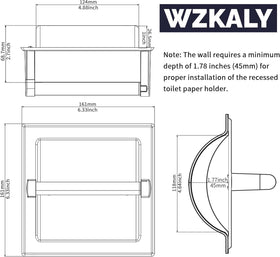 WZKALY recessed gold toilet paper holder 304 stainless steel durability resists rust