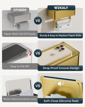 Stainless steel bathroom accessory in gold pairs with any decor for a cohesive look.