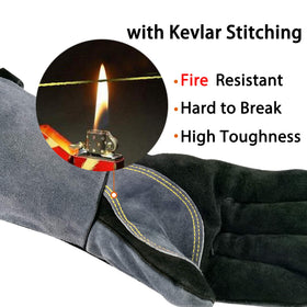 WZQH gloves on barbecue grill demonstrate safe handling near hot surfaces.
