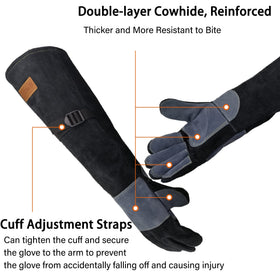 WZQH leather gloves back view with reinforced stitching