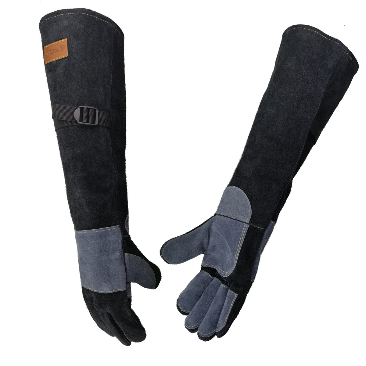 WZQH leather gloves palm closeup showing grain and bite resistance