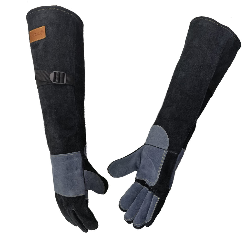 WZQH leather gloves palm closeup showing grain and bite resistance