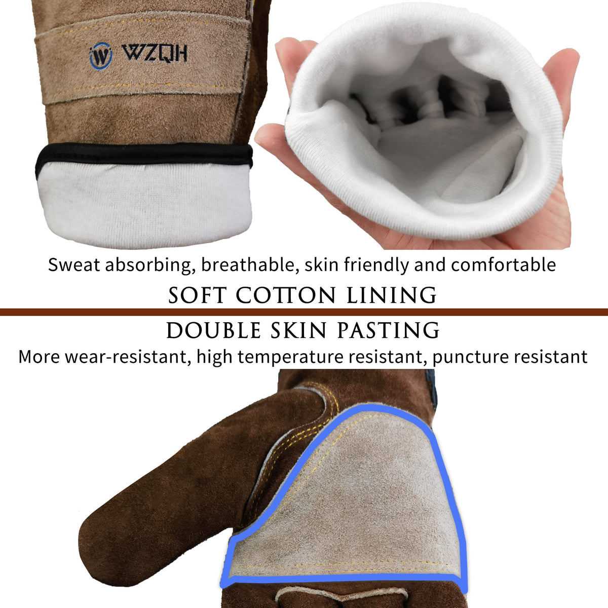 WZQH gloves with cotton lining stay comfortable during wear.