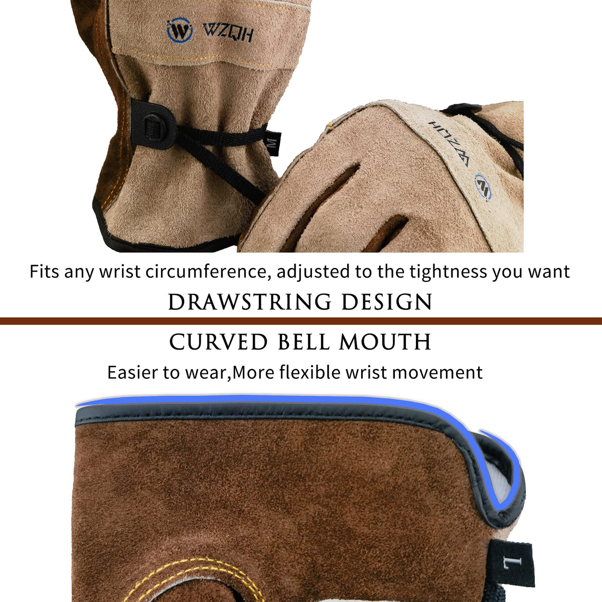 WZQH gloves reinforced palm enhance grip on heavy tools.