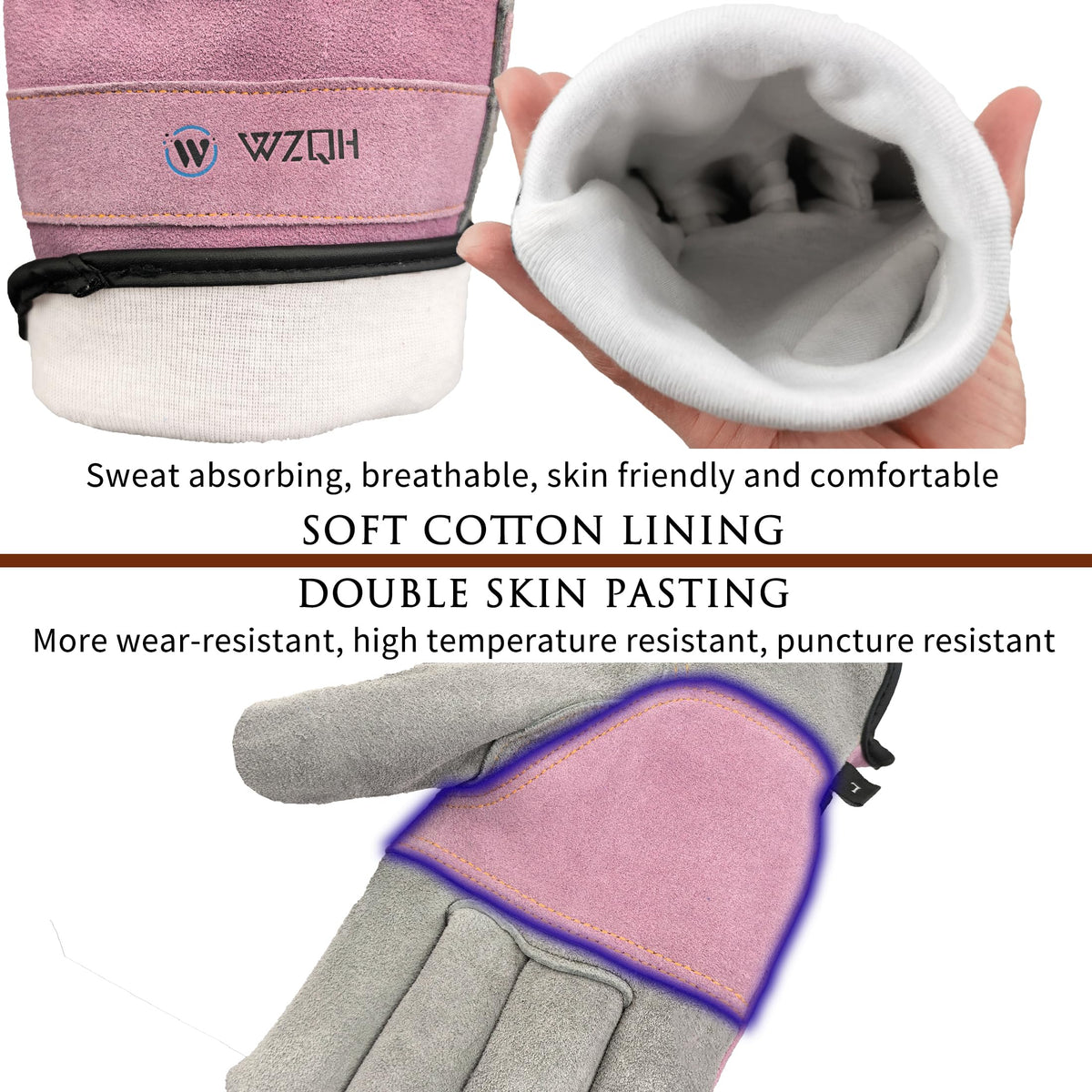 WZQH gloves feature wrist adjustment for a snug, dirt-free fit during work.
