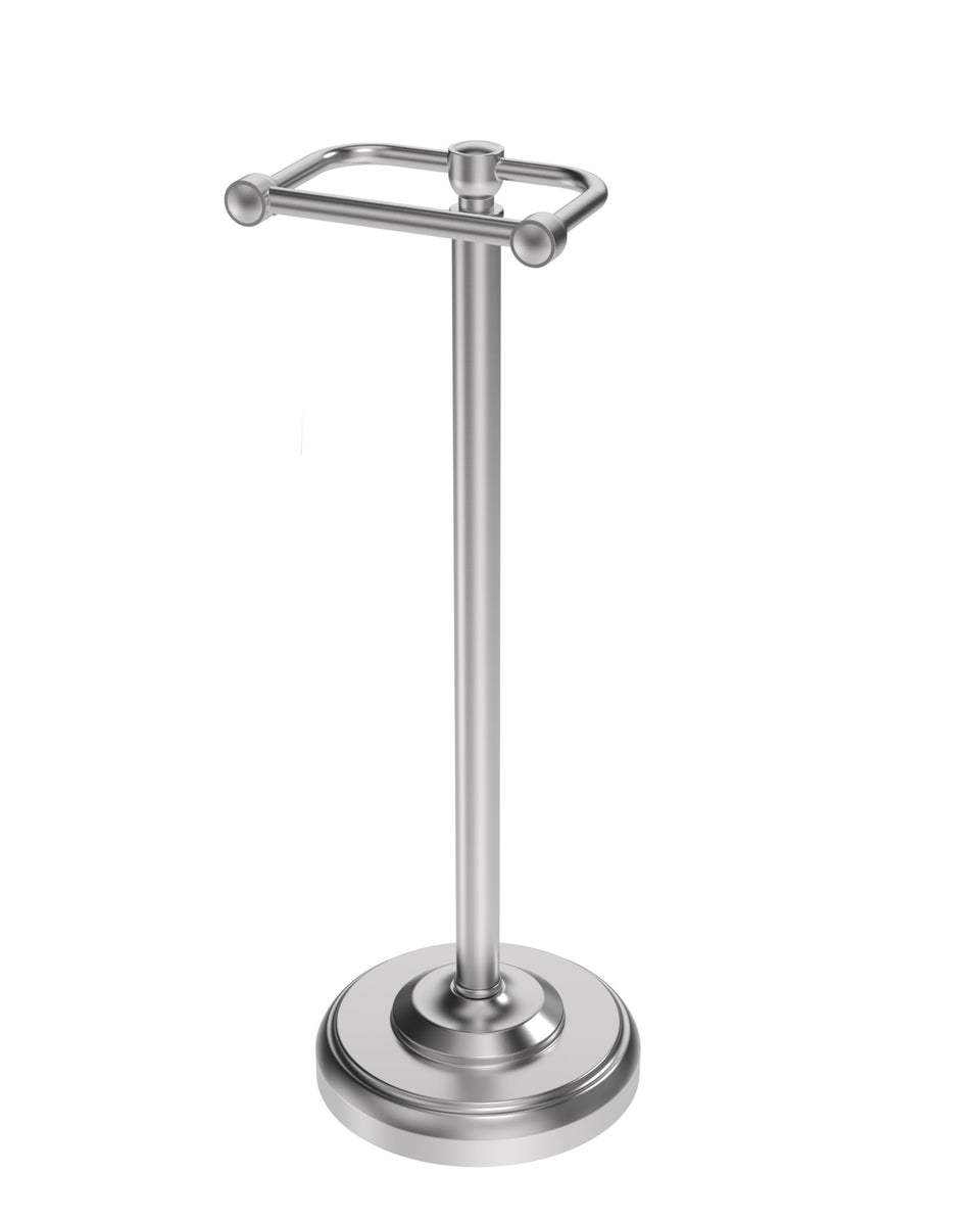 WZRUA brushed nickel toilet paper holder stand with weighted base for bathroom stability.
