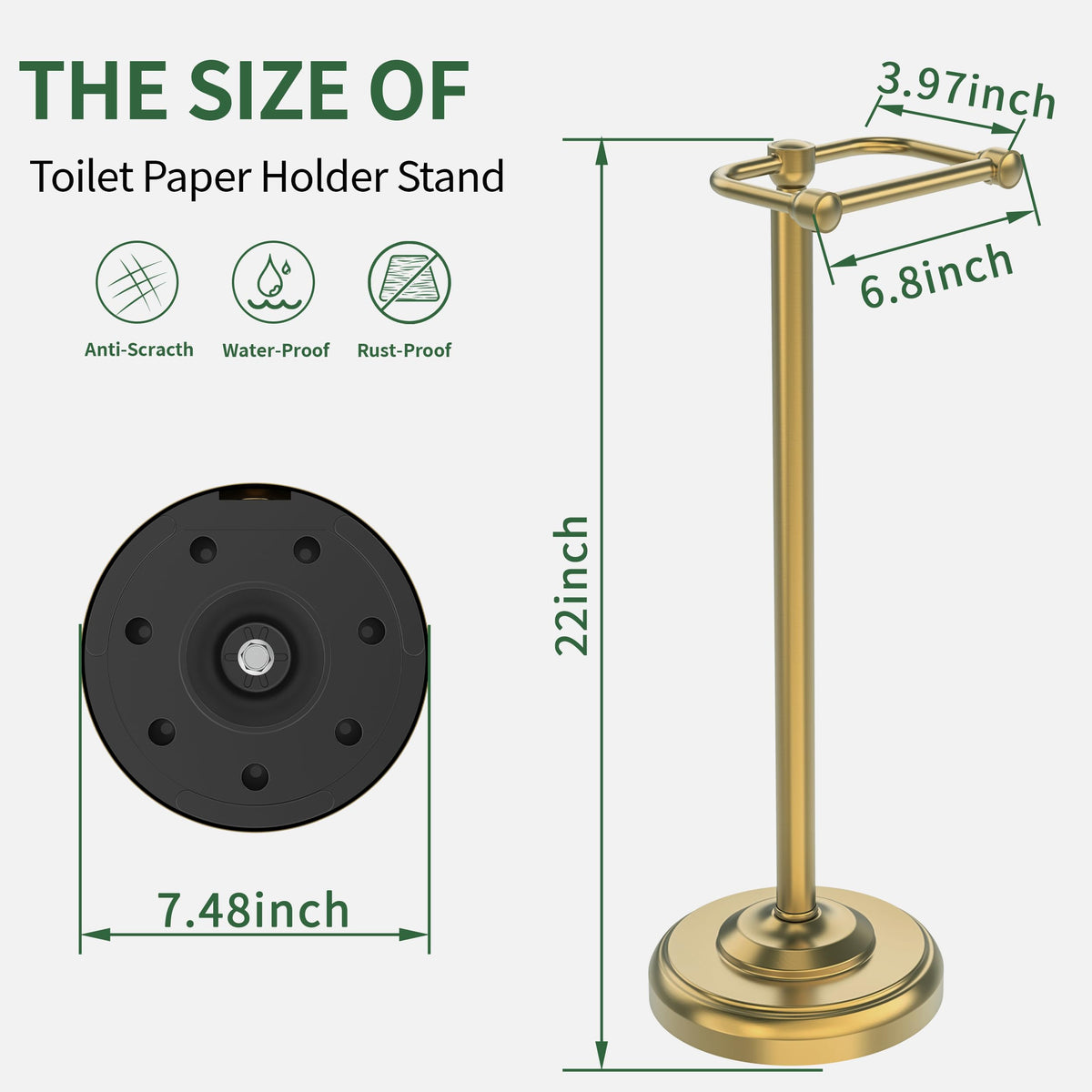 WZRUA weighted base for steady bathroom stand.