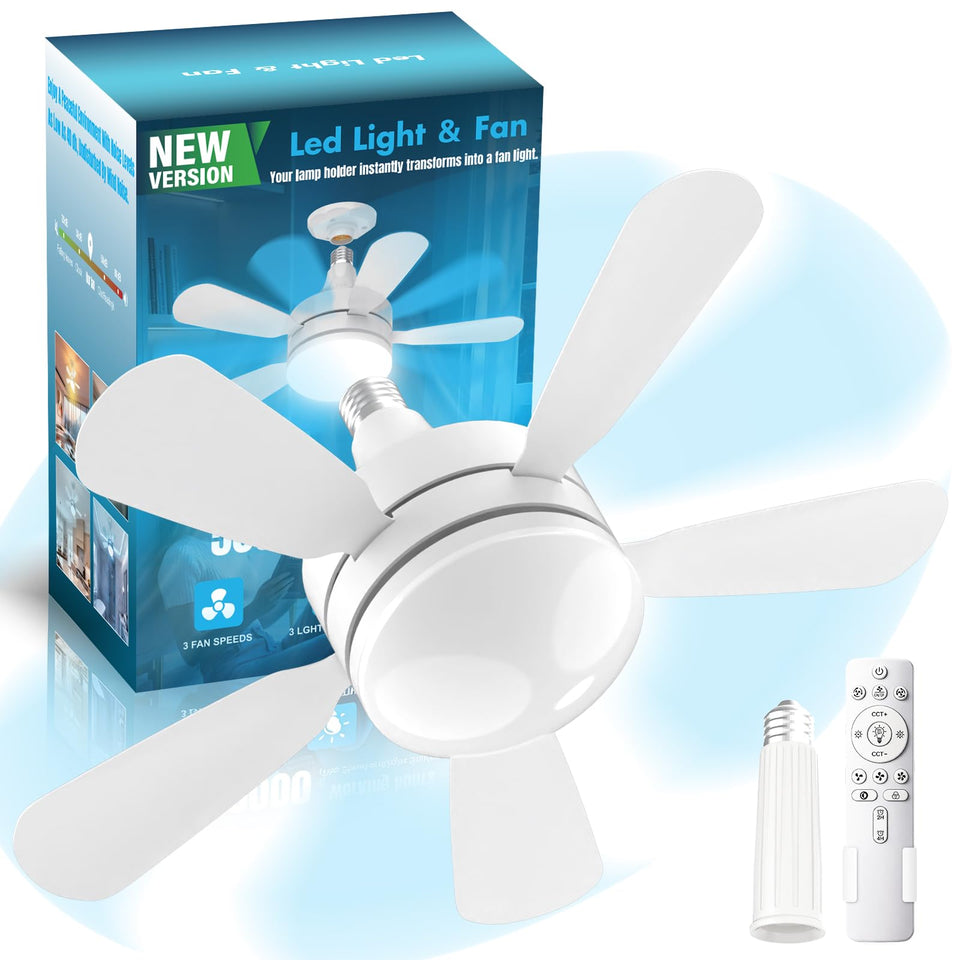 WZZIW 17.7in socket fan light assembly offers 2-in-1 convenience for compact rooms.