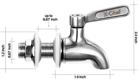X-Chef spigot installed on a glass jar showing secure fit