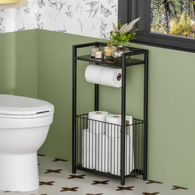 X-cosrack black finish complements modern bathroom décor