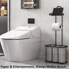 X-cosrack six-roll reserve keeps extra toilet paper within reach.