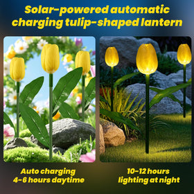 Long-lasting solar panel powers tulips for extended evenings