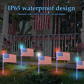 X-GiftKey night-time patriotic path lights boost curb appeal.
