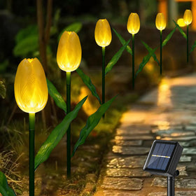X-GiftKey tulip 6-pack solar lights ready for garden placement