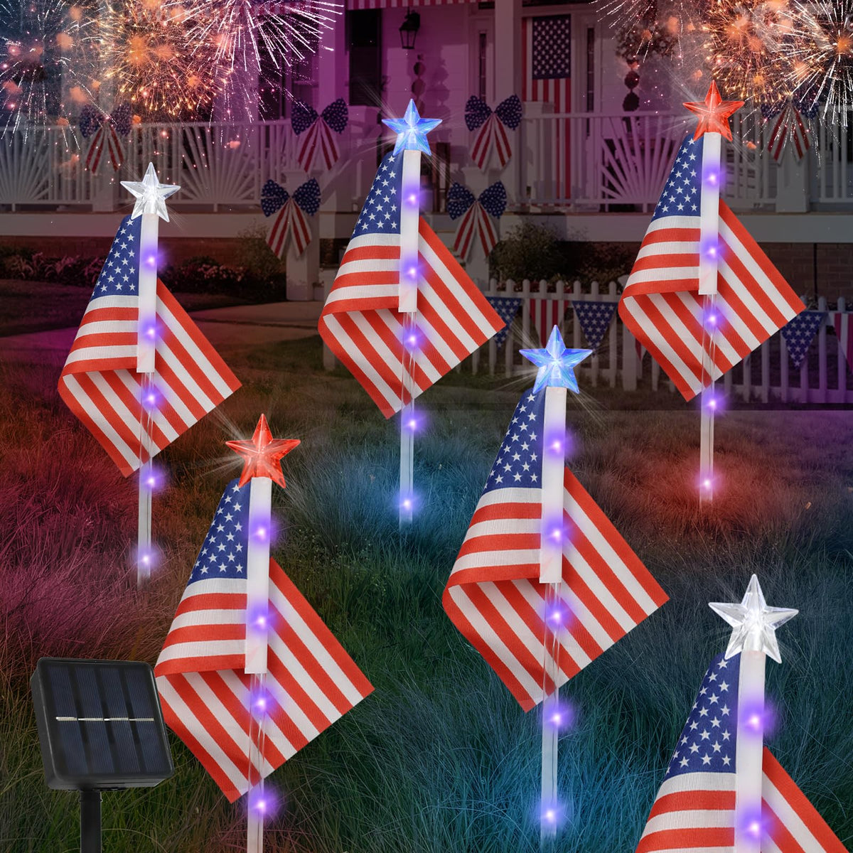 X-GiftKey solar flag lights operate wire-free for easy outdoor setup.
