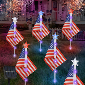 X-GiftKey solar flag lights operate wire-free for easy outdoor setup.