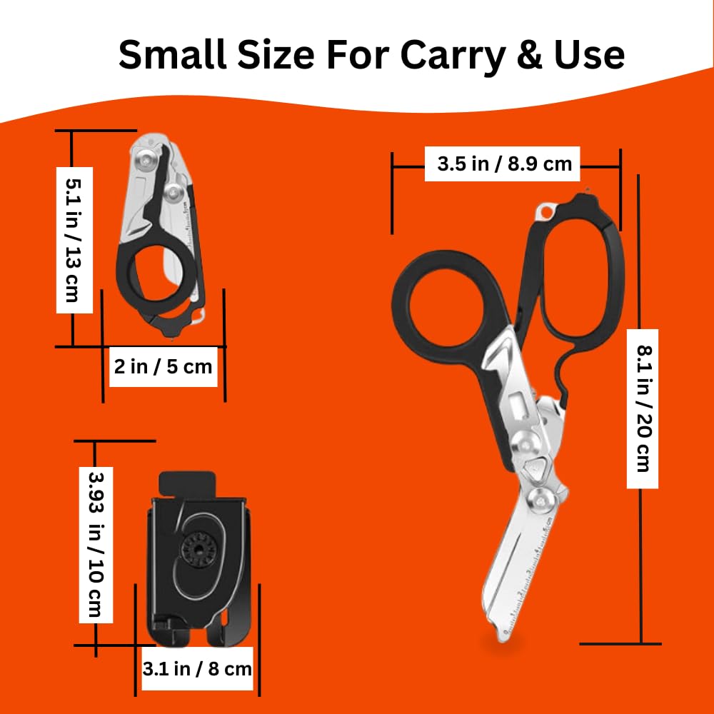 X.I. Products foldable shears with strap cutter ready for on-the-go tasks.