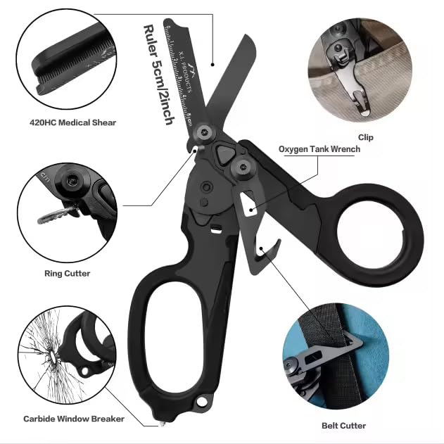 X.I. Products folding trauma shears folded size ideal for pocket storage and quick access