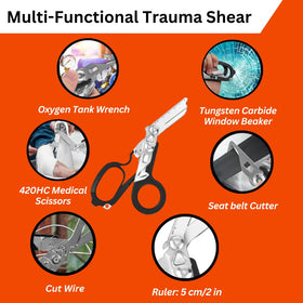 X.I. Products trauma shears with holster shown for safe quick access.