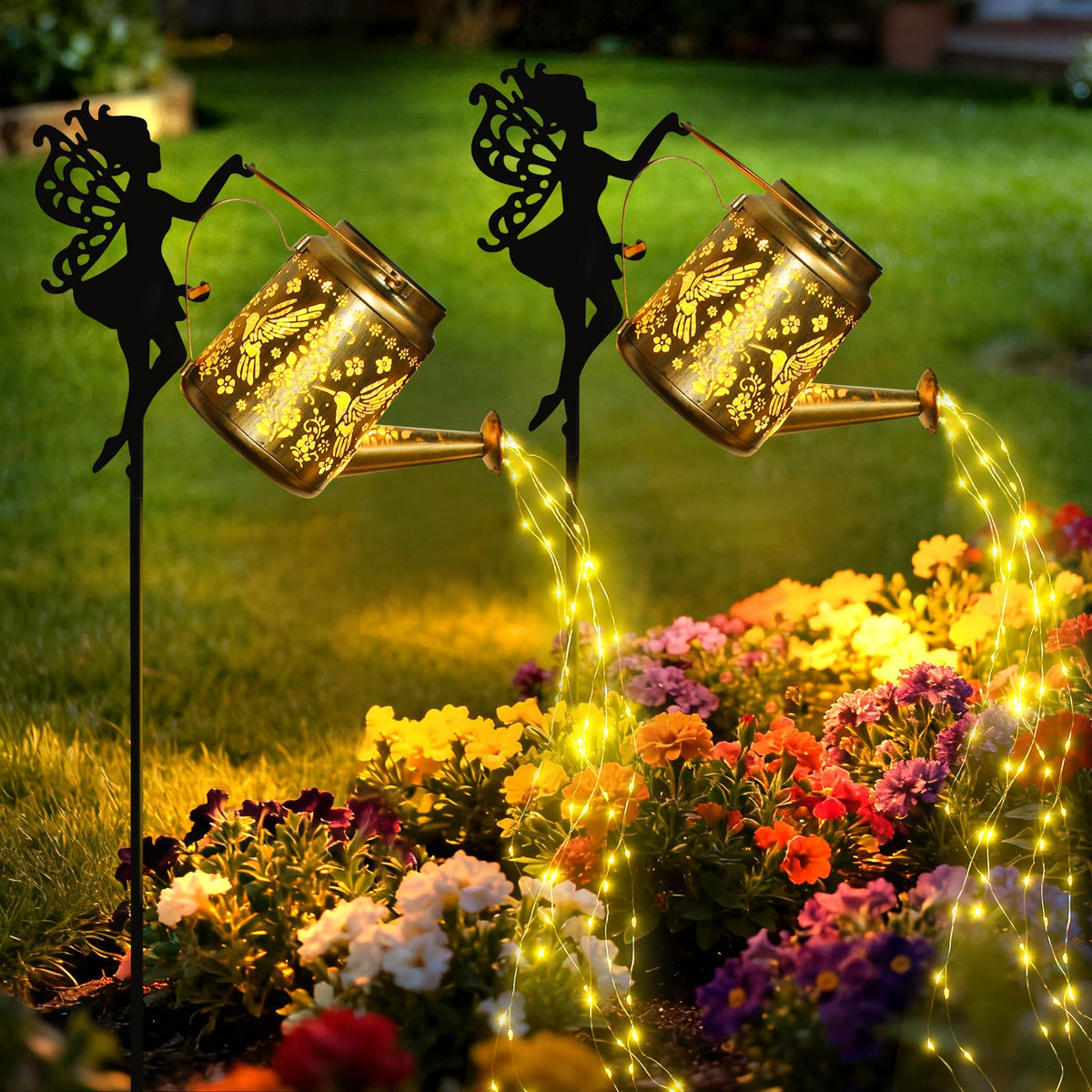 X-PREK solar fairy watering-can light brightens walkways with garden magic