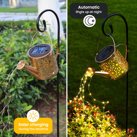 X-PREK watering can lights flowing light effect over flower beds