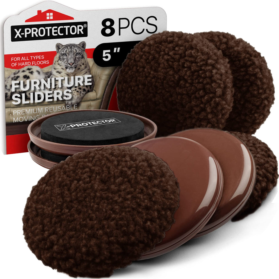 X-Protector 5in furniture sliders on carpet enable easy relocation.