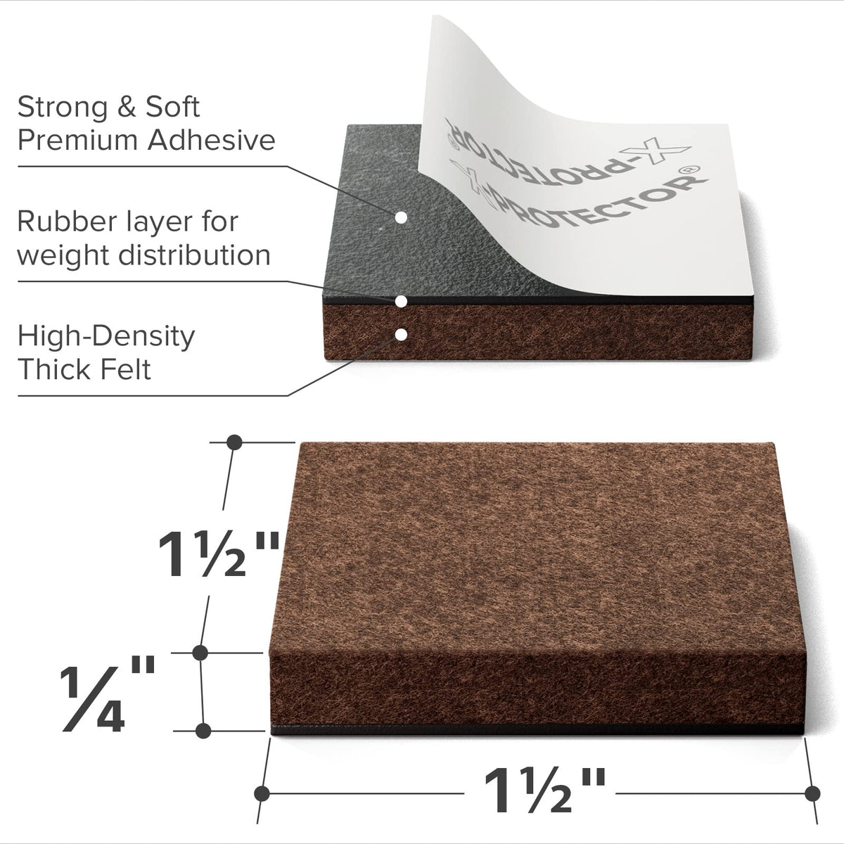 X-Protector adhesive-backed felt pad for secure furniture protection