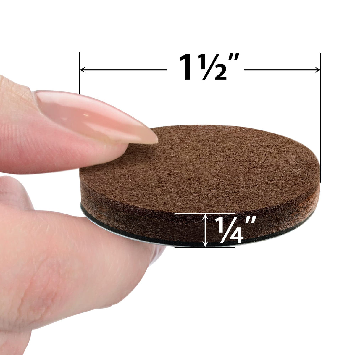Adhesive-backed round felt pad from X-Protector applied to a chair leg