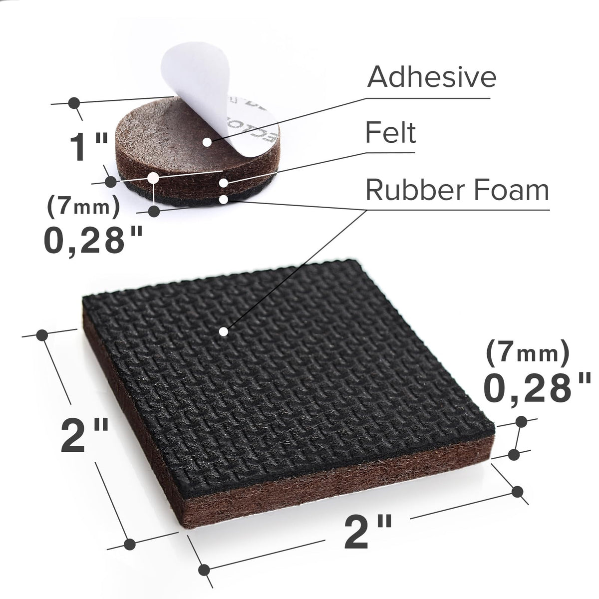 X-Protector adhesive pad stays firmly attached to furniture legs, reducing movement