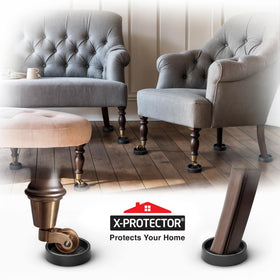 Bed stoppers with round cups keep heavy beds securely in place.