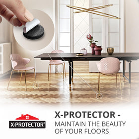 X-Protector brand felt pads with trademark assurance for reliable furniture protection.