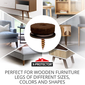 X-Protector brown screw-in chair pad keeps furniture glides smooth on wood floors.