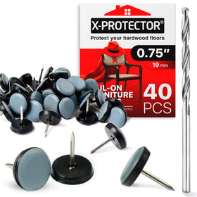 X-Protector 0.75-inch grey nail-on chair glides pack protects floors and reduces friction