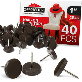 X-Protector chair glides 1inch brown nail-on protect floors and reduce scratches.