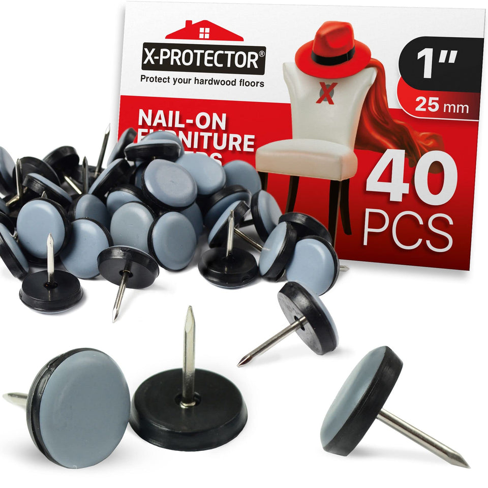 X-Protector 1-inch grey chair glides protect floors from scratches during movement.